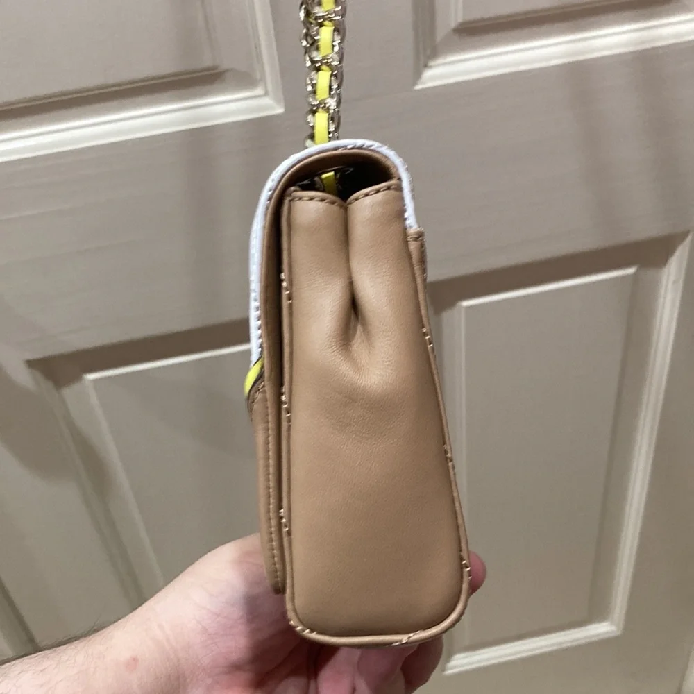 Kate Spade Tan White Yellow Briar Lane Quilted Mini Emelyn Purse Bag - Picture 9 of 16